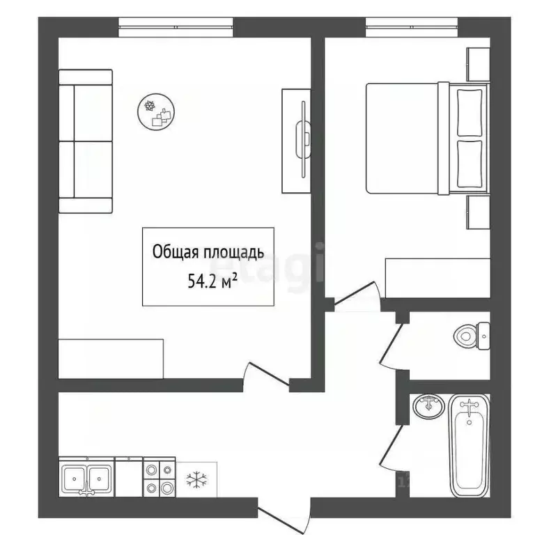 3-к кв. Новосибирская область, Новосибирск ул. В. Высоцкого, 52 (54.2 ... - Фото 1