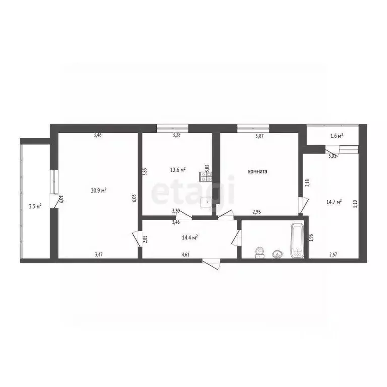 3-к кв. Мордовия, Саранск Севастопольская ул., 36 (83.2 м) - Фото 1