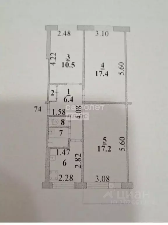 3-к кв. Липецкая область, Липецк ул. Циолковского, 36 (60.1 м) - Фото 1