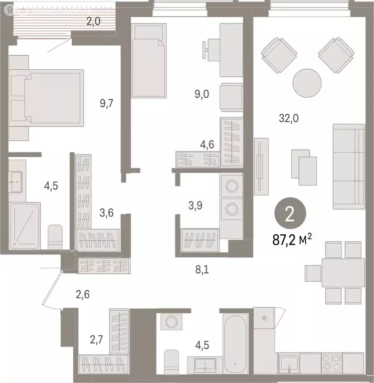 2-комнатная квартира: Новосибирск, улица Аэропорт (87.23 м) - Фото 1