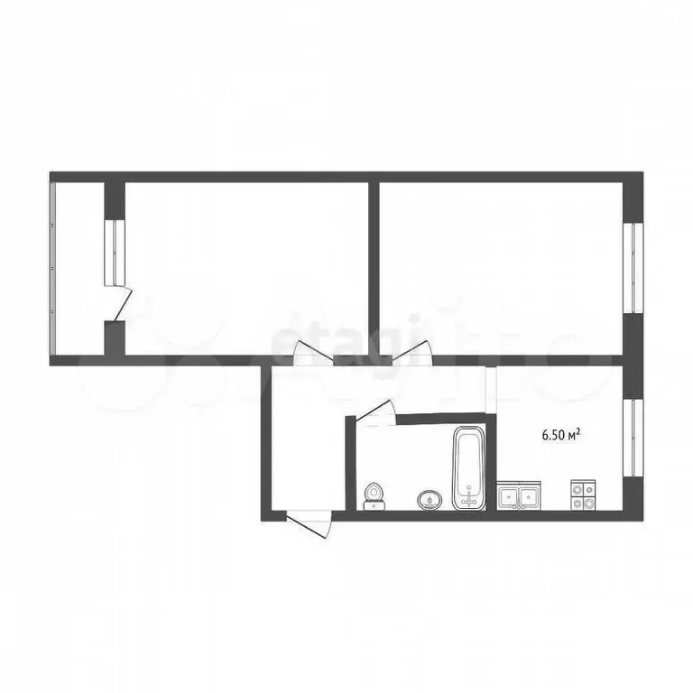 2-к. квартира, 48 м, 2/5 эт. - Фото 0