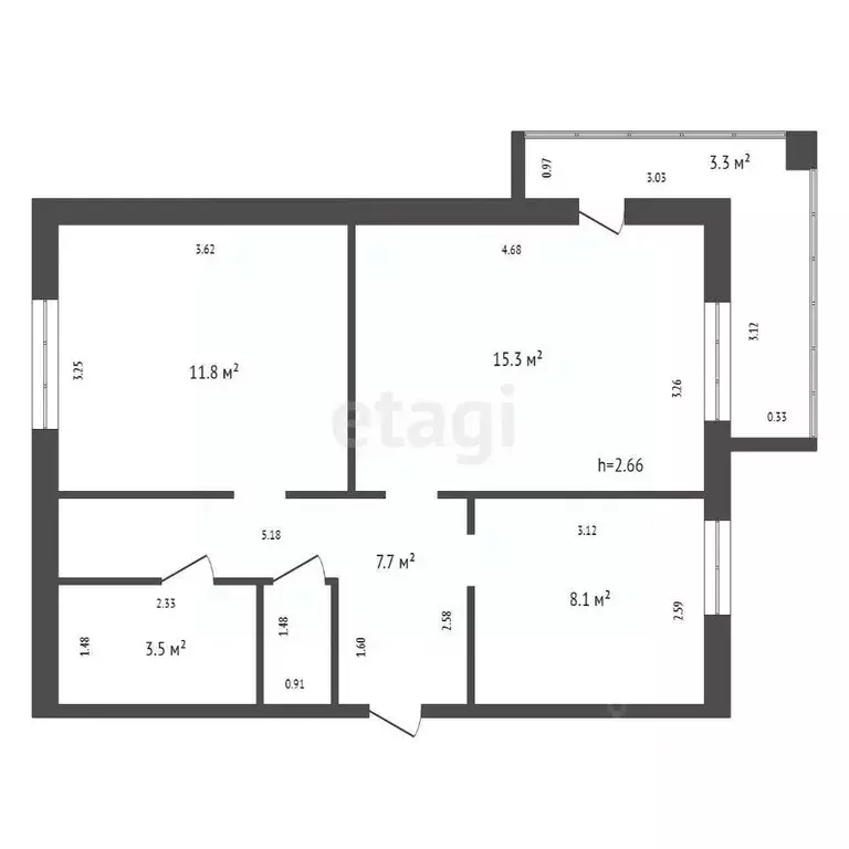 2-к кв. Красноярский край, Красноярск ул. Баумана, 25 (47.2 м) - Фото 1