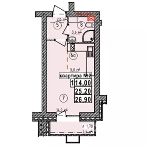 Студия Липецкая область, Усмань Северо-Восточный мкр,  (26.9 м) - Фото 1