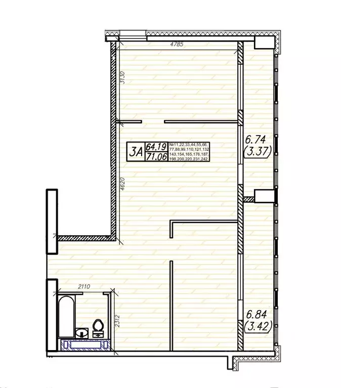 3-к кв. Приморский край, Владивосток Суприм жилой комплекс (71.06 м) - Фото 1