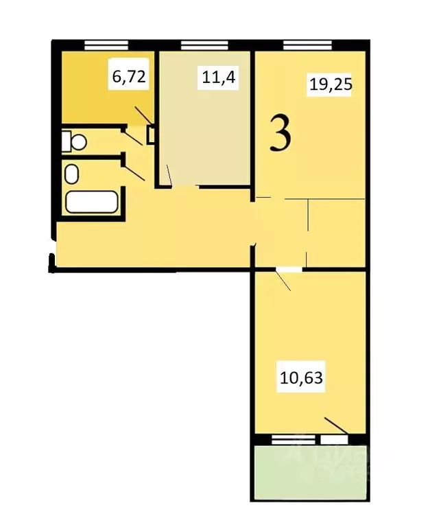 3-к кв. Москва Миклухо-Маклая ул., 55 (58.8 м) - Фото 0