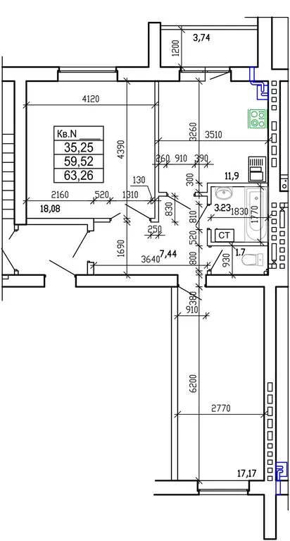 Продаётся 2-к квартира, 63.26 м - Фото 1
