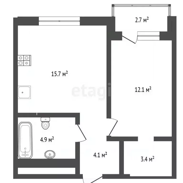 1-к кв. Тюменская область, Тюмень ул. Республики, 204к15 (40.2 м) - Фото 2