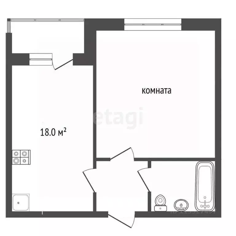 1-к кв. Калужская область, Кременки г. Жуковский муниципальный округ, ... - Фото 2