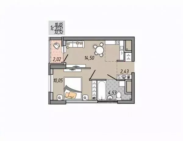 1-к кв. Свердловская область, Екатеринбург ул. Печатников (32.52 м) - Фото 1