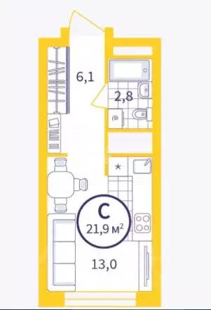 Студия Свердловская область, Екатеринбург ул. Щербакова, 82 (23.67 м) - Фото 1