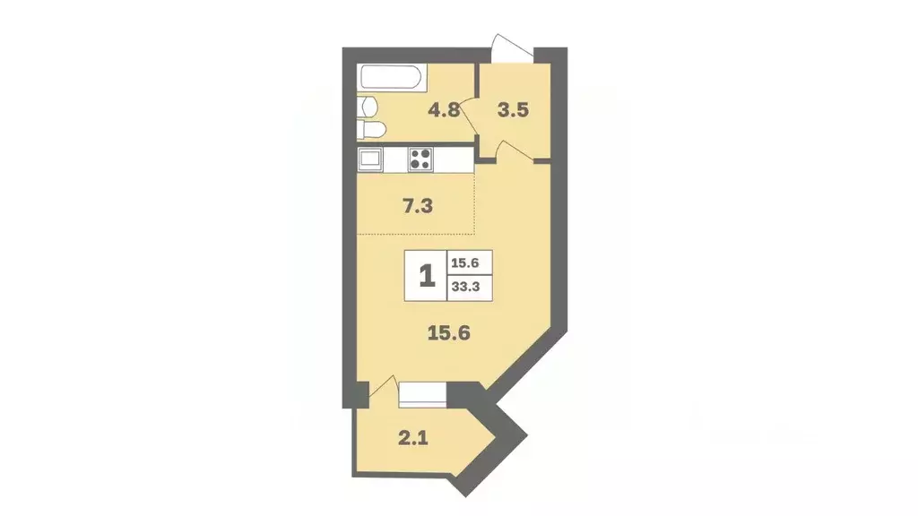 1-к кв. Башкортостан, Уфа Дагестанская ул., лит13 (33.3 м) - Фото 0