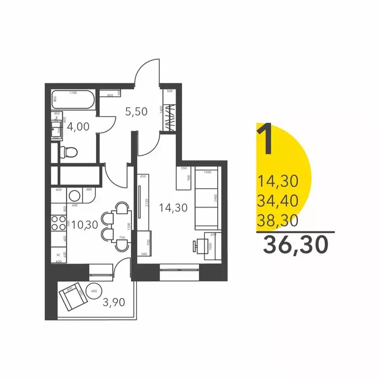 1-к кв. Московская область, Домодедово Востряково мкр, Оптима жилой ... - Фото 2