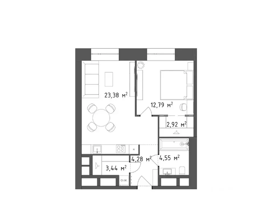 2-к кв. Москва Староалексеевская ул., 5А (50.1 м) - Фото 2