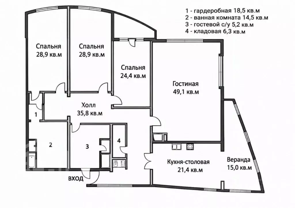 4-к кв. Москва ул. Маршала Бирюзова, 32К1 (250.0 м) - Фото 2