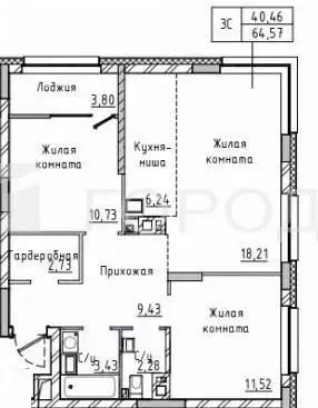 2-к кв. Новосибирская область, Новосибирск ул. Ясный Берег, 27 (64.6 ... - Фото 1