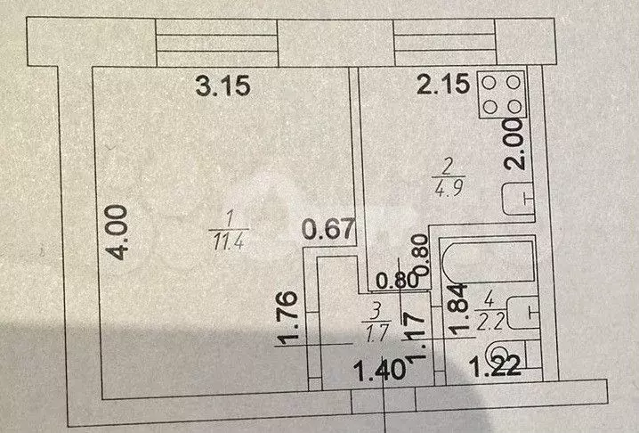 1-к. квартира, 20,3 м, 1/9 эт. - Фото 0