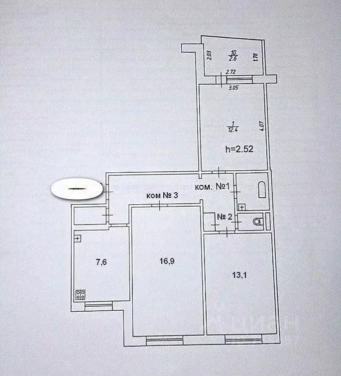 3-к кв. Татарстан, Казань ул. Академика Лаврентьева, 22 (65.0 м) - Фото 1