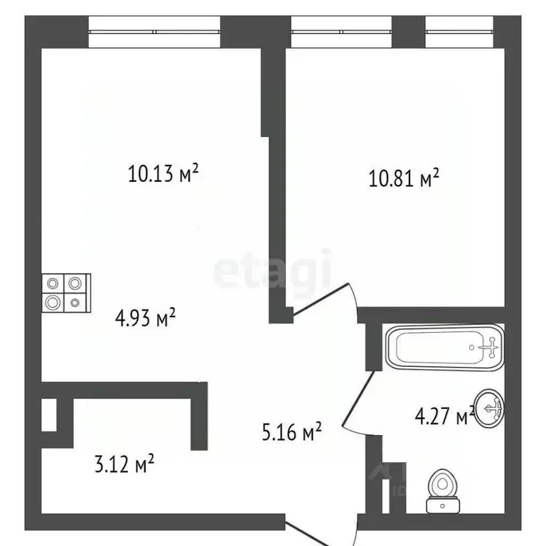 1-к кв. Тюменская область, Тюмень Интернациональная ул., 199к10 (38.42 ... - Фото 2