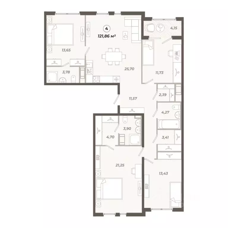 4-к кв. Санкт-Петербург ул. Коли Томчака, 21Д (121.86 м) - Фото 1