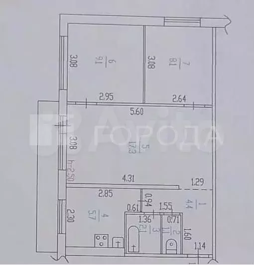 3-к. квартира, 47,8 м, 5/5 эт. - Фото 0