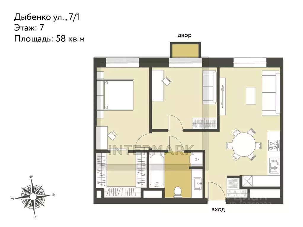 3-к кв. Москва ул. Дыбенко, 7/1 (58.0 м) - Фото 2
