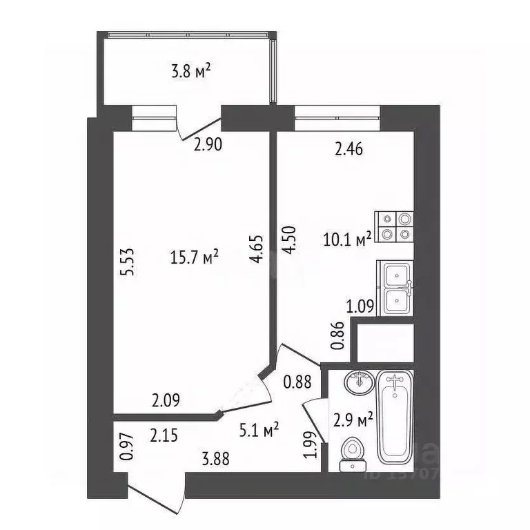 1-к кв. Санкт-Петербург Учительская ул., 18к1 (33.8 м) - Фото 1