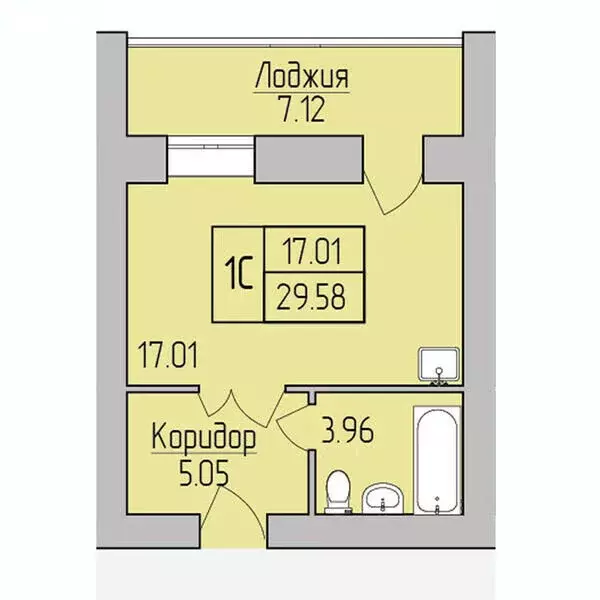 Квартира-студия: Новосибирск, улица Юности, 9 (29.58 м) - Фото 1