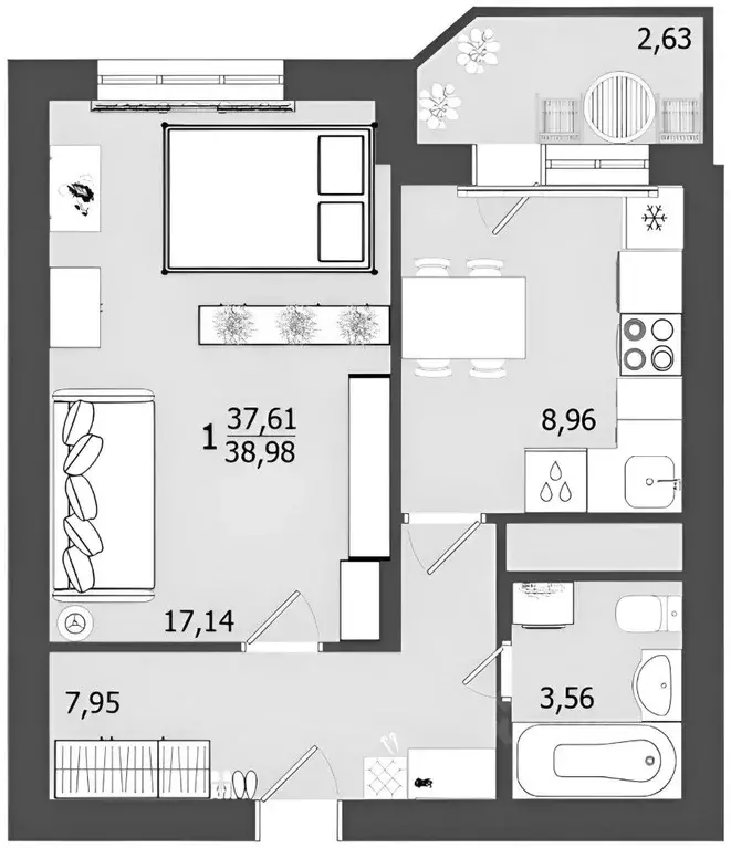 1-к кв. Московская область, Клин ул. Профсоюзная, 15 (37.6 м) - Фото 2