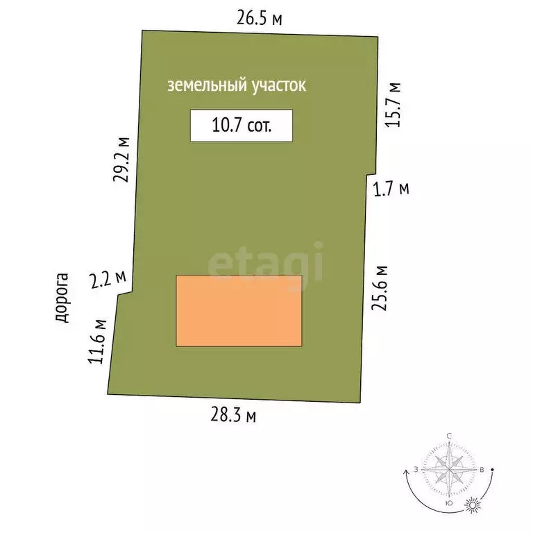 Участок в Альметьевск, улица 70 лет Октября (10.7 м) - Фото 1