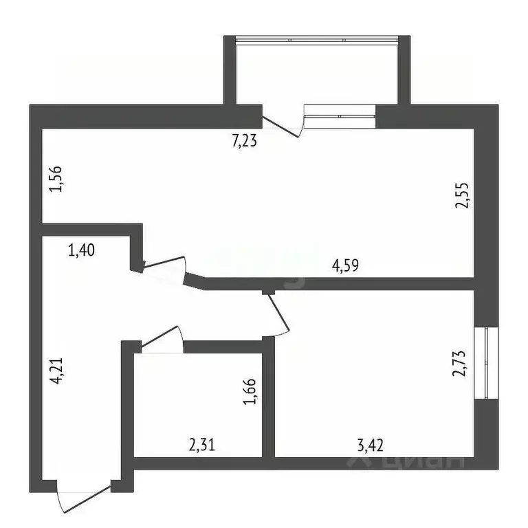 1-к кв. Амурская область, Шимановск Красноармейская ул., 37/14 (37.6 ... - Фото 2