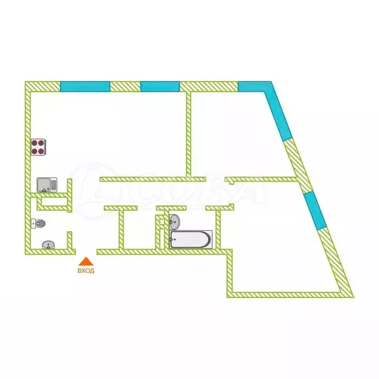 2-комнатная квартира: Тюмень, улица Газовиков, 73к3 (73.8 м) - Фото 1