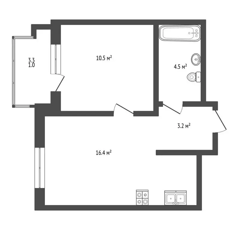 1-комнатная квартира: Тюмень, проезд Капитана Куликова, 5 (35.7 м) - Фото 1
