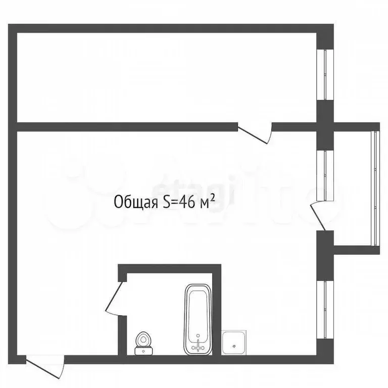 2-к. квартира, 46 м, 5/5 эт. - Фото 0