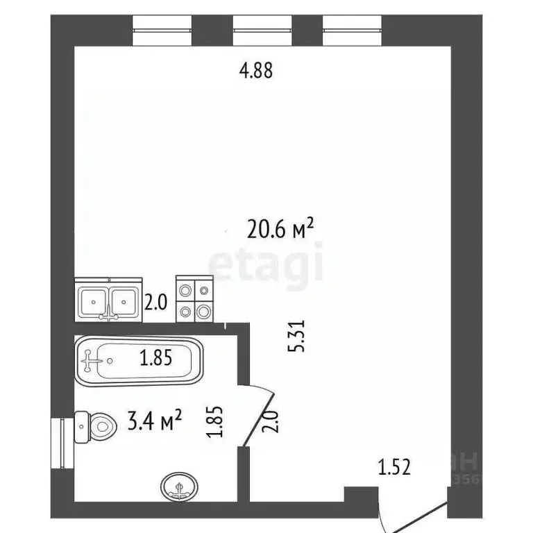 Студия Краснодарский край, Анапа муниципальный округ, с. Витязево ул. ... - Фото 2