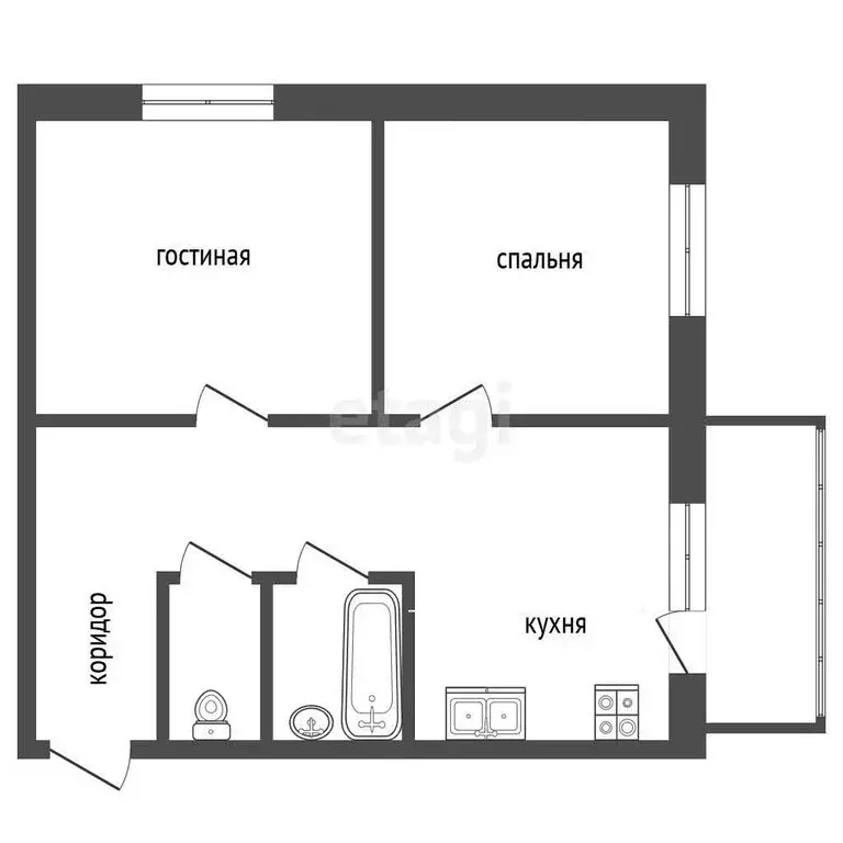 2-комнатная квартира: Миасс, улица Менделеева, 4 (40.8 м) - Фото 1