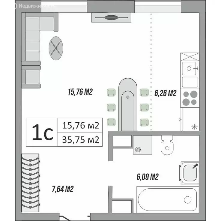 Квартира-студия: Оренбург, Яицкая улица, 11 (37 м) - Фото 1
