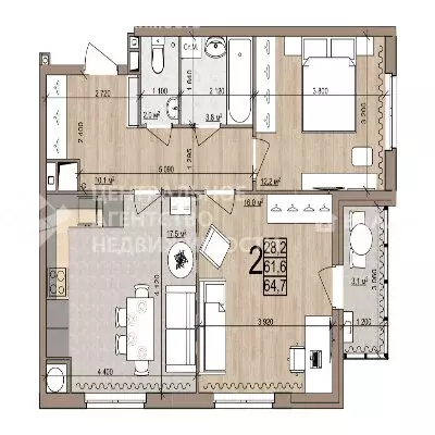 2-комнатная квартира: Рязань, Быстрецкая улица, 18к3 (64.7 м) - Фото 0