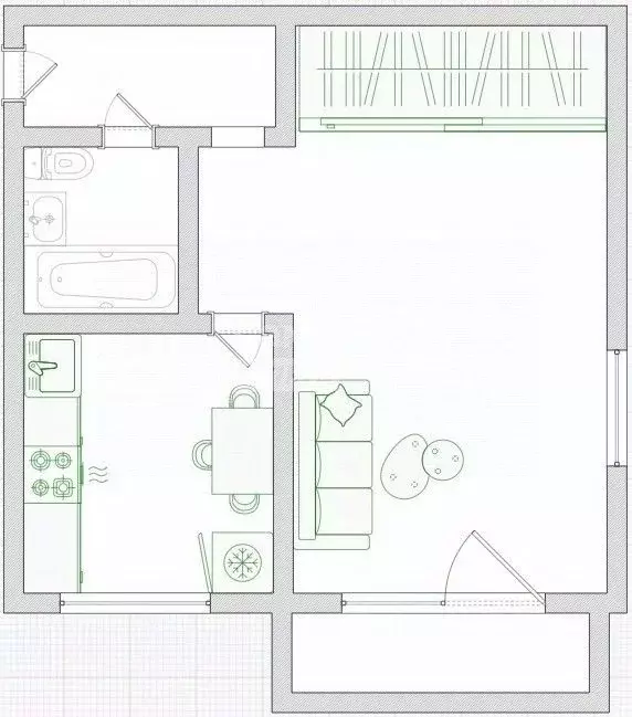 1-к кв. Омская область, Омск пос. Амурский, ул. Багратиона, 11 (30.8 ... - Фото 2