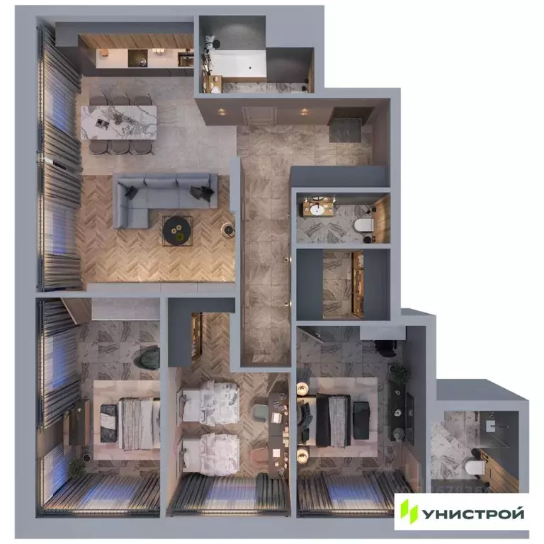 3-к кв. Татарстан, Казань проезд Юнуса Ахметзянова, 5 (101.99 м) - Фото 0