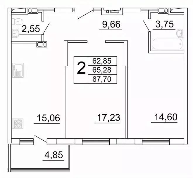 2-к кв. Самарская область, Самара ул. Дыбенко, 5 (68.04 м) - Фото 0
