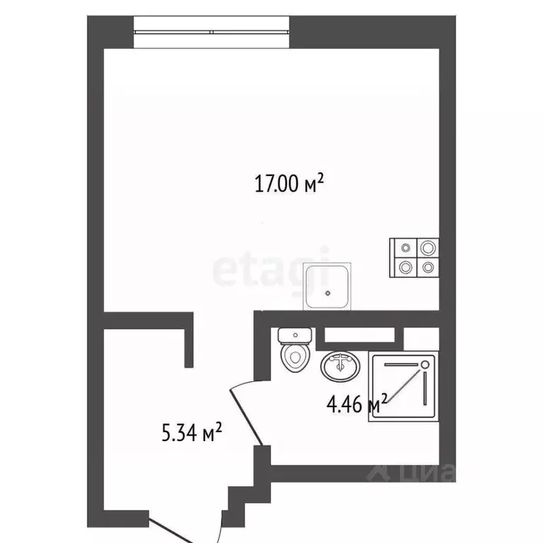 Студия Тюменская область, Тюмень Интернациональная ул., 199к9 (26.0 м) - Фото 2