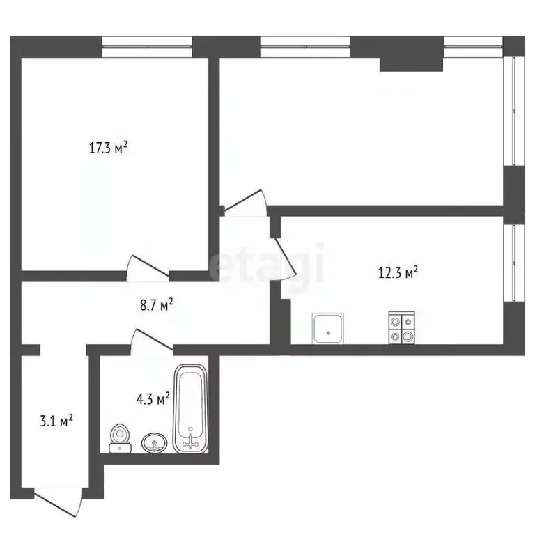 2-к кв. Крым, Ялта муниципальный округ, Массандра пгт ш. Южнобережное, ... - Фото 2