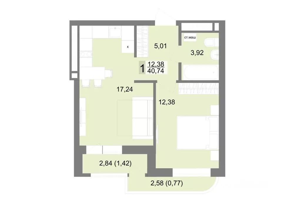 1-к кв. Свердловская область, Екатеринбург ул. Тенистая, 8с5 (40.74 м) - Фото 1