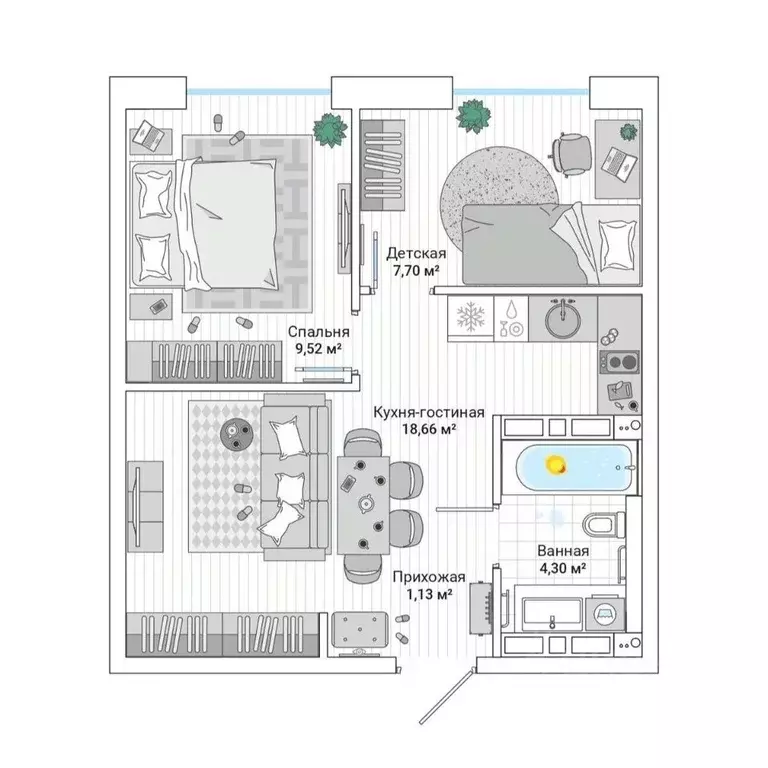 2-к кв. Приморский край, Владивосток Гринвуд жилой комплекс (42.2 м) - Фото 1