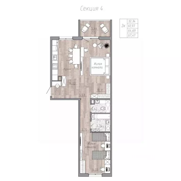 2-к кв. Хабаровский край, Хабаровск пос. Березовка, Эколенд жилой ... - Фото 1