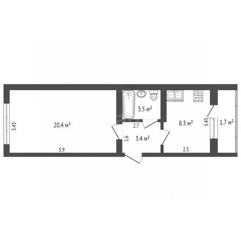 1-к кв. Крым, Феодосия ул. Челнокова, 110 (37.4 м) - Фото 2