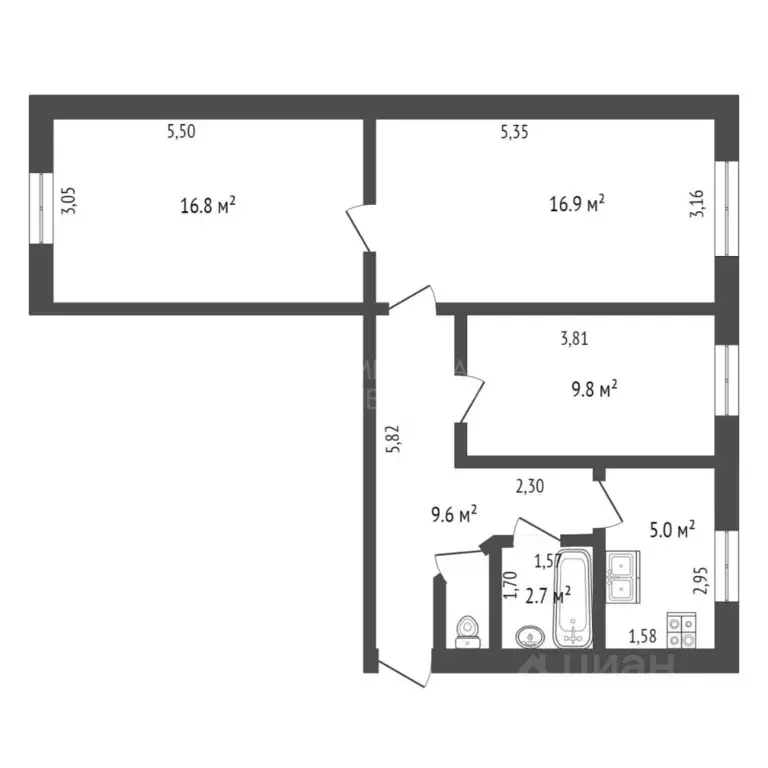 3-к кв. Тюменская область, с. Абатское ул. Мелиораторов, 4 (61.8 м) - Фото 1