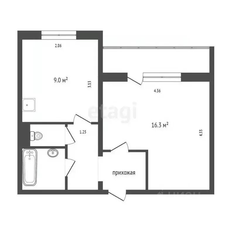 1-к кв. Красноярский край, Красноярск Аральская ул., 14 (36.1 м) - Фото 2