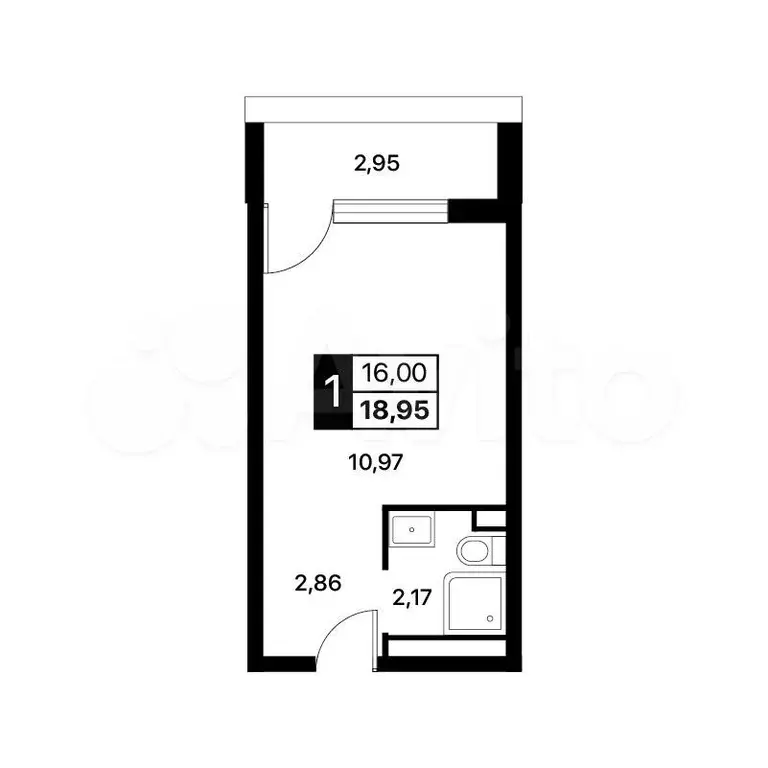 Апартаменты-студия, 19 м, 9/14 эт. - Фото 1