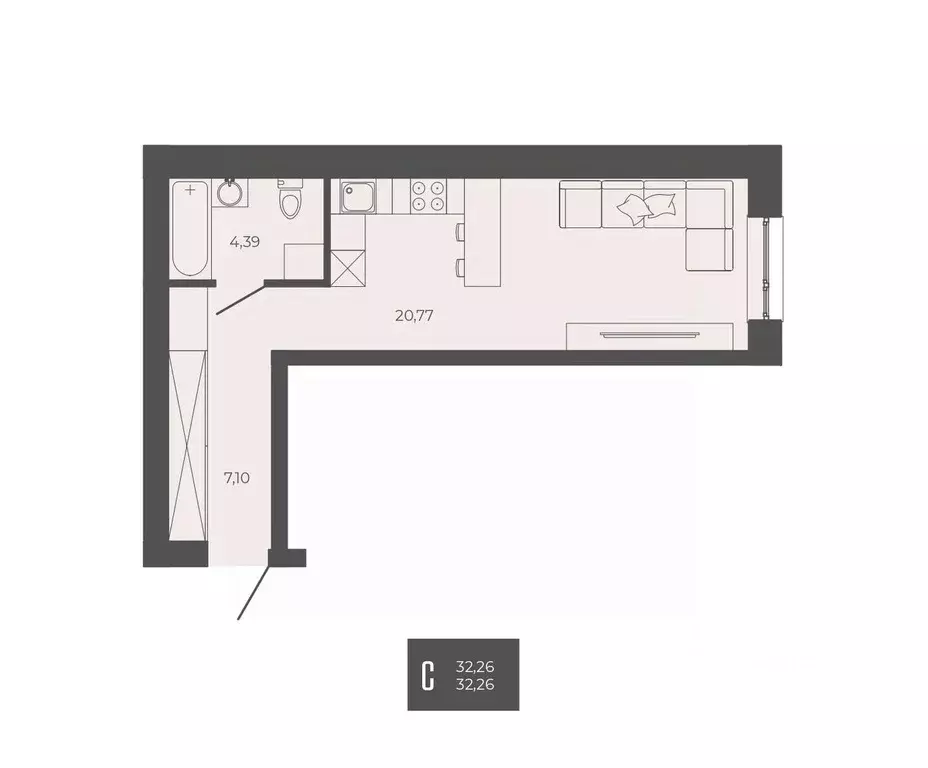 Студия Пензенская область, Пенза ул. Тепличная, 55 (32.26 м) - Фото 1
